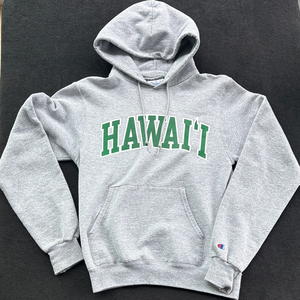 Champion Gray Hoodie with Green HAWAII Graphic